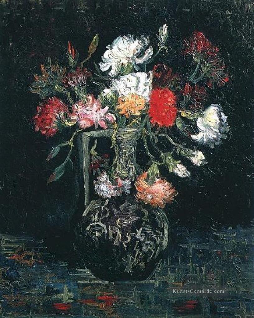 Vase mit Weiß und Rot Gartennelken Vincent van Gogh Ölgemälde